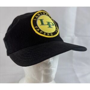 Vtg LP LAMINATED PAPERS INC Cap Corduroy Trucker Hat Park Avenue Snapback USA